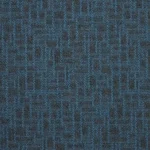 Blue and dark gray patterned ribbed office carpet tile texture.
