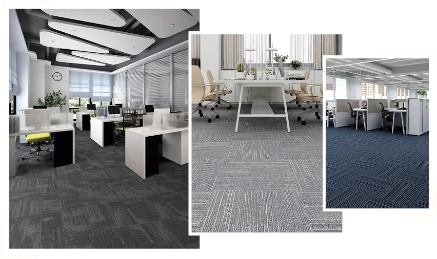 Dark grey carpet tiles in modern office setup