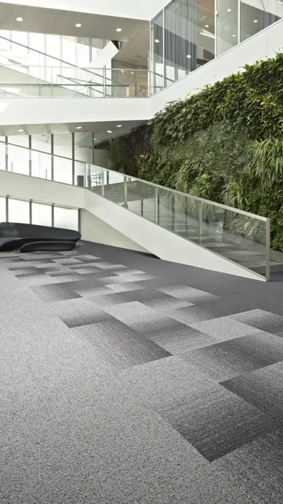 Gray and charcoal gradient pattern office carpet tiles