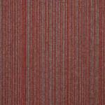 Red and gray striped ribbed office carpet tile texture.