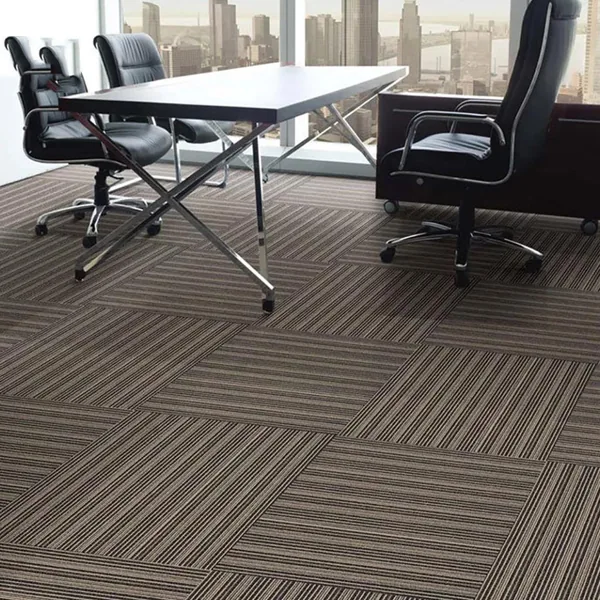 brown striped quarter-turn office carpet tiles