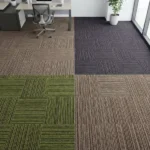 striped ribbed office carpet tiles installed in a modern workspace.